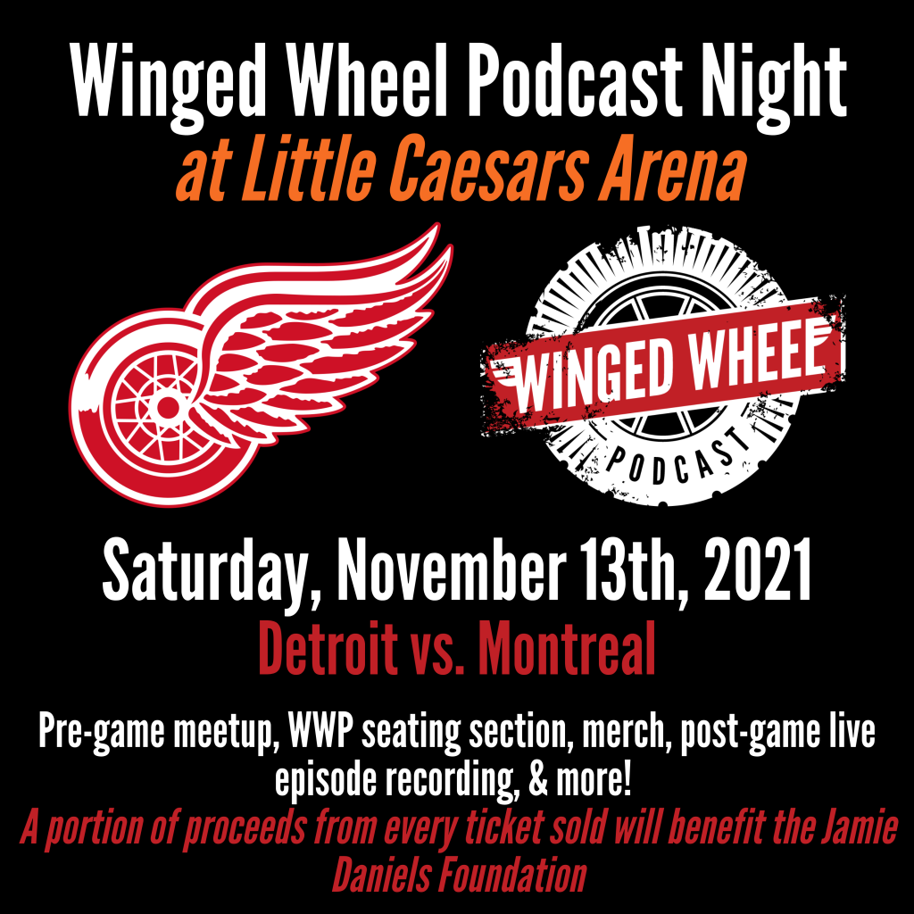 Original event announcement with November 13, 2021 and Detroit vs. Montreal printed on artwork