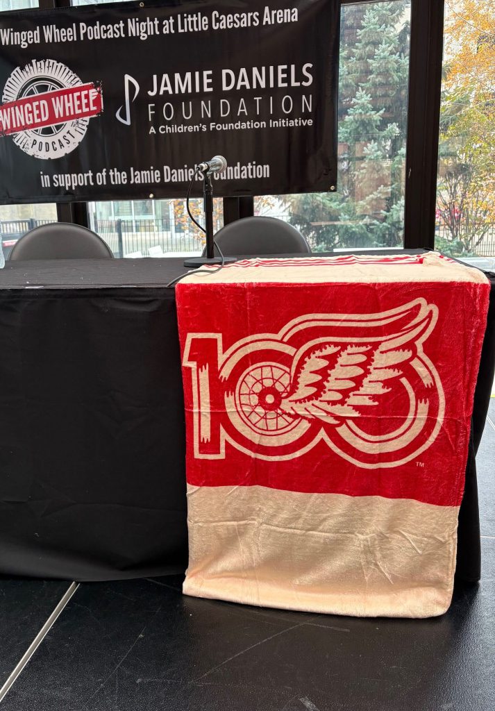 Centennial blanket at event table, first photograph