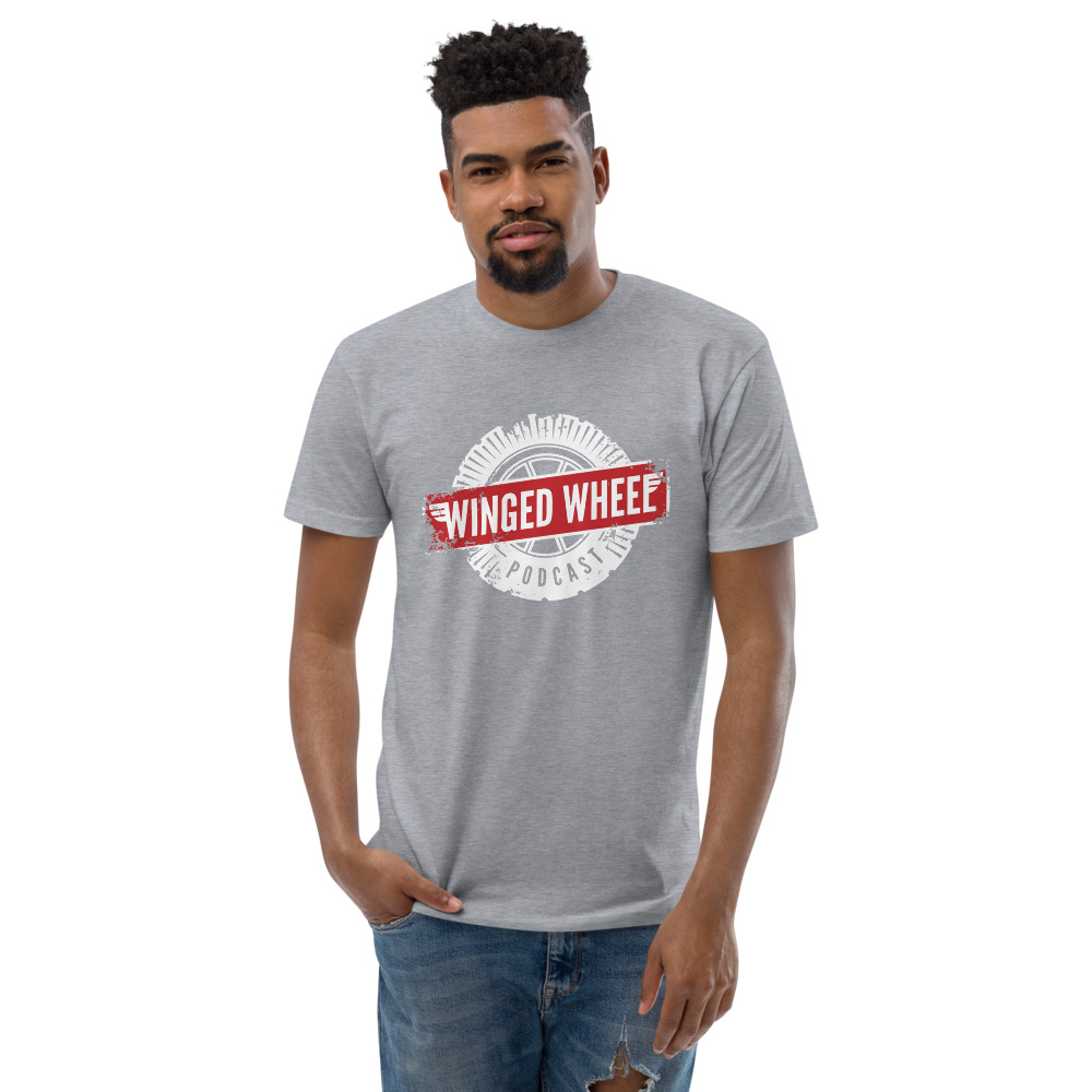 Winged Wheel Podcast Men's Fitted T-shirt (3 Colors) — Heather Grey