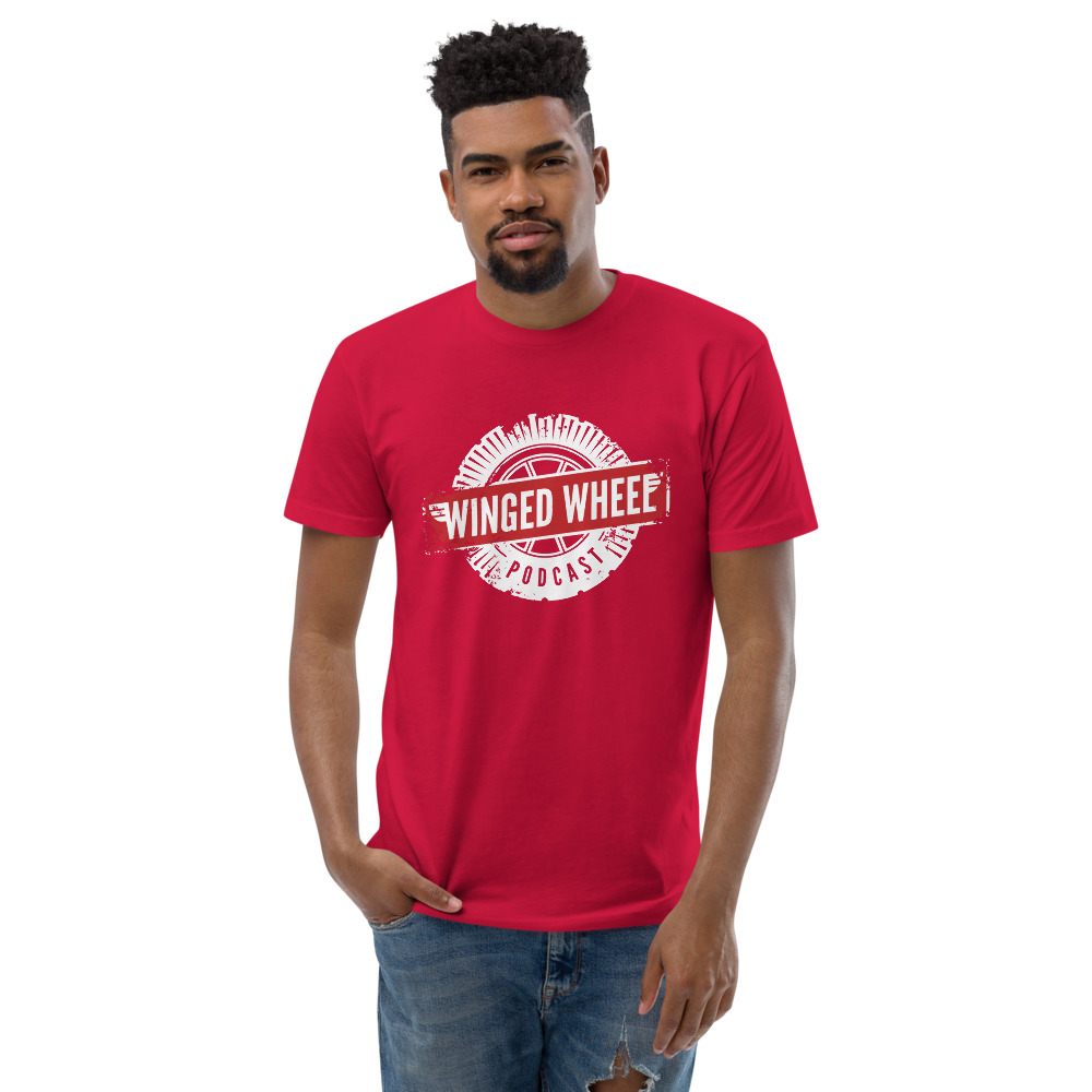 Winged Wheel Podcast Men's Fitted T-shirt (3 Colors) — Red