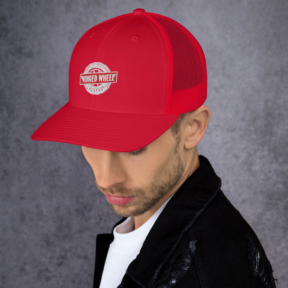 Winged Wheel Podcast Trucker Cap — Red