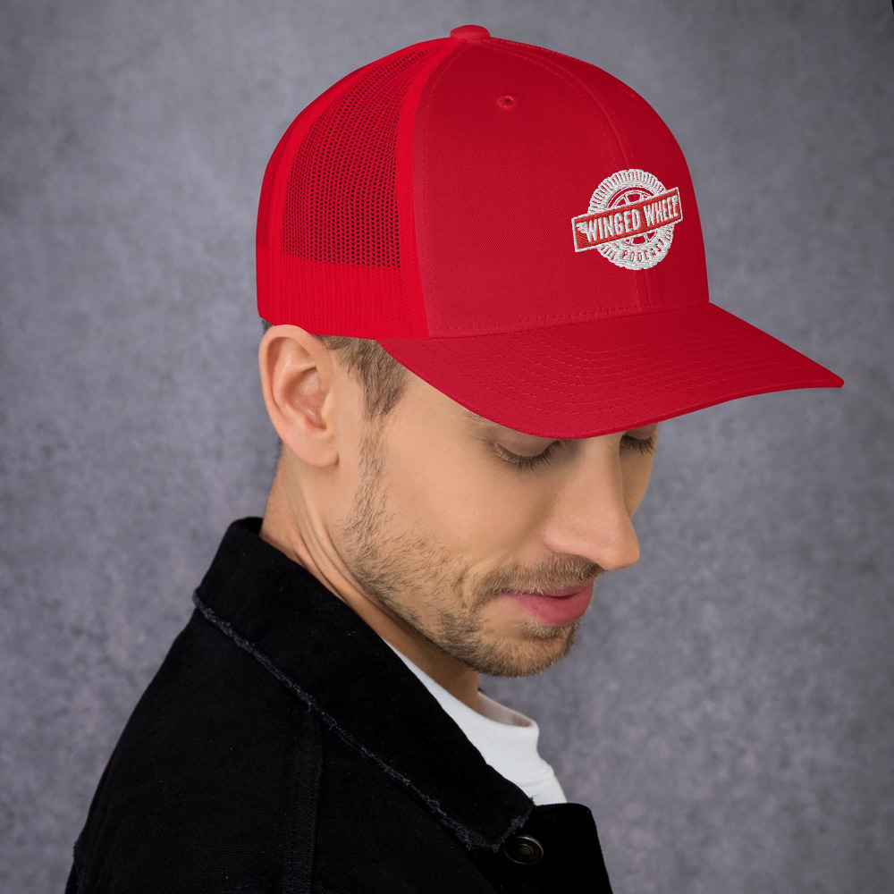 Winged Wheel Podcast Trucker Cap — Red