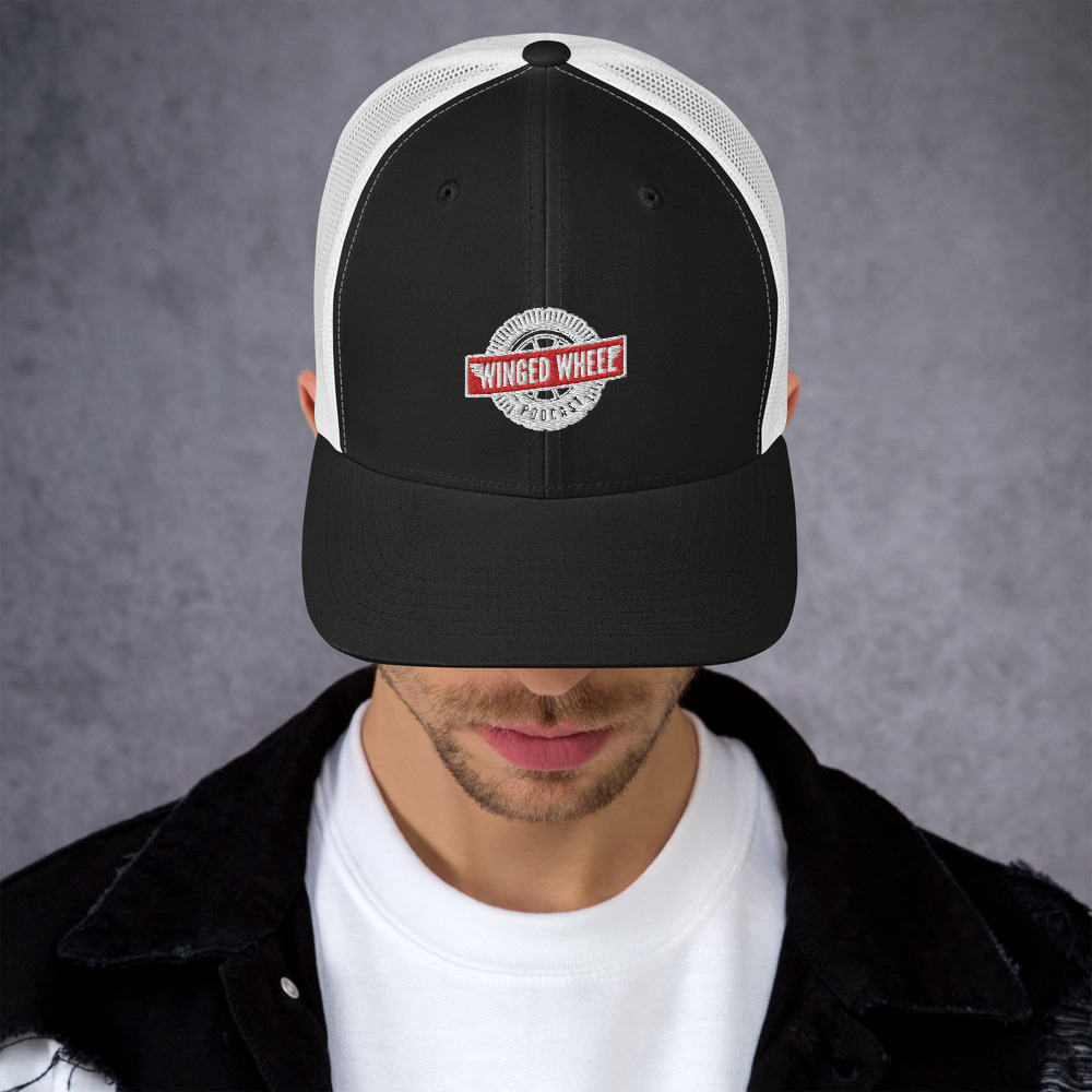 Winged Wheel Podcast Trucker Cap — Black/ White