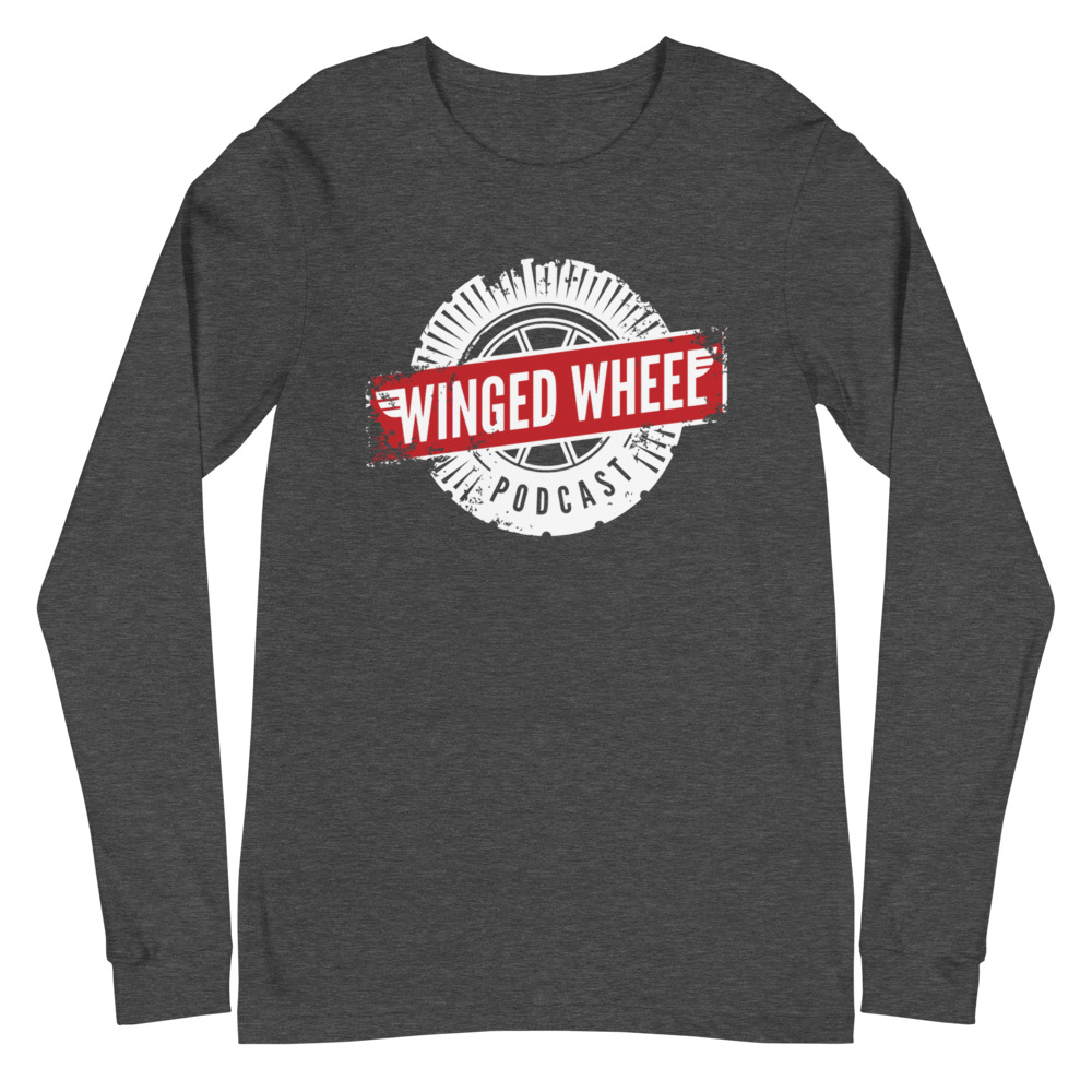 Winged Wheel Podcast Long Sleeve Tee (Unisex - 4 colors) — Dark Grey Heather